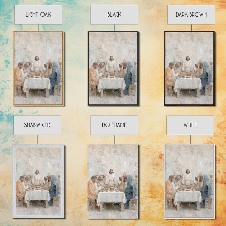 Quiet Supper – Framed Canvas Print – Christian Wall Art – Christian Art Canvas – Subtle Christian Art – Jesus Painting – Christian Art Work