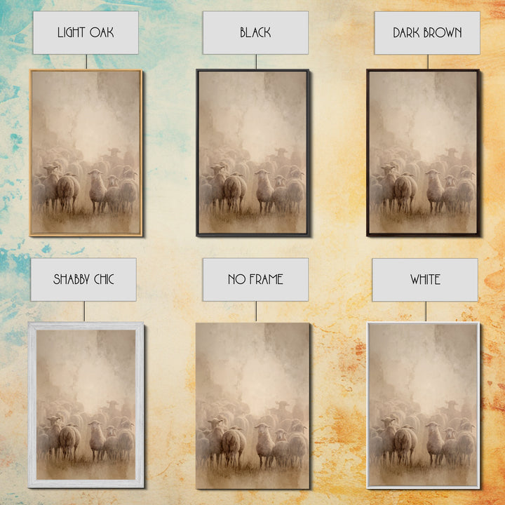 Shepherd’s Flock – Framed Canvas Print – Christian Art Canvas – Christian Wall Art – Christian Paintings – Christian Art Print – Subtle Chr