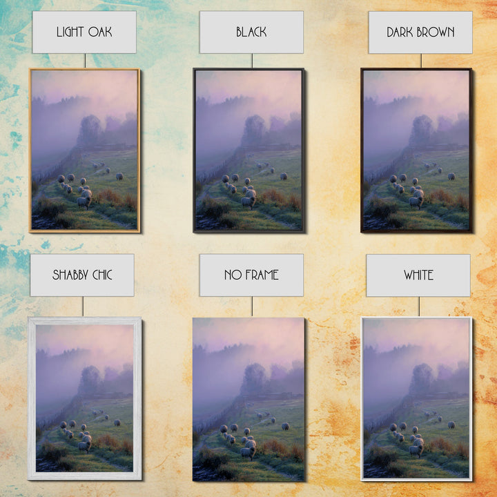 Pasture Peace – Framed Canvas Print – Christian Art Print – Christian Wall Art – Pastoral Scenery – Blue Christian Art – Christian Art Canv