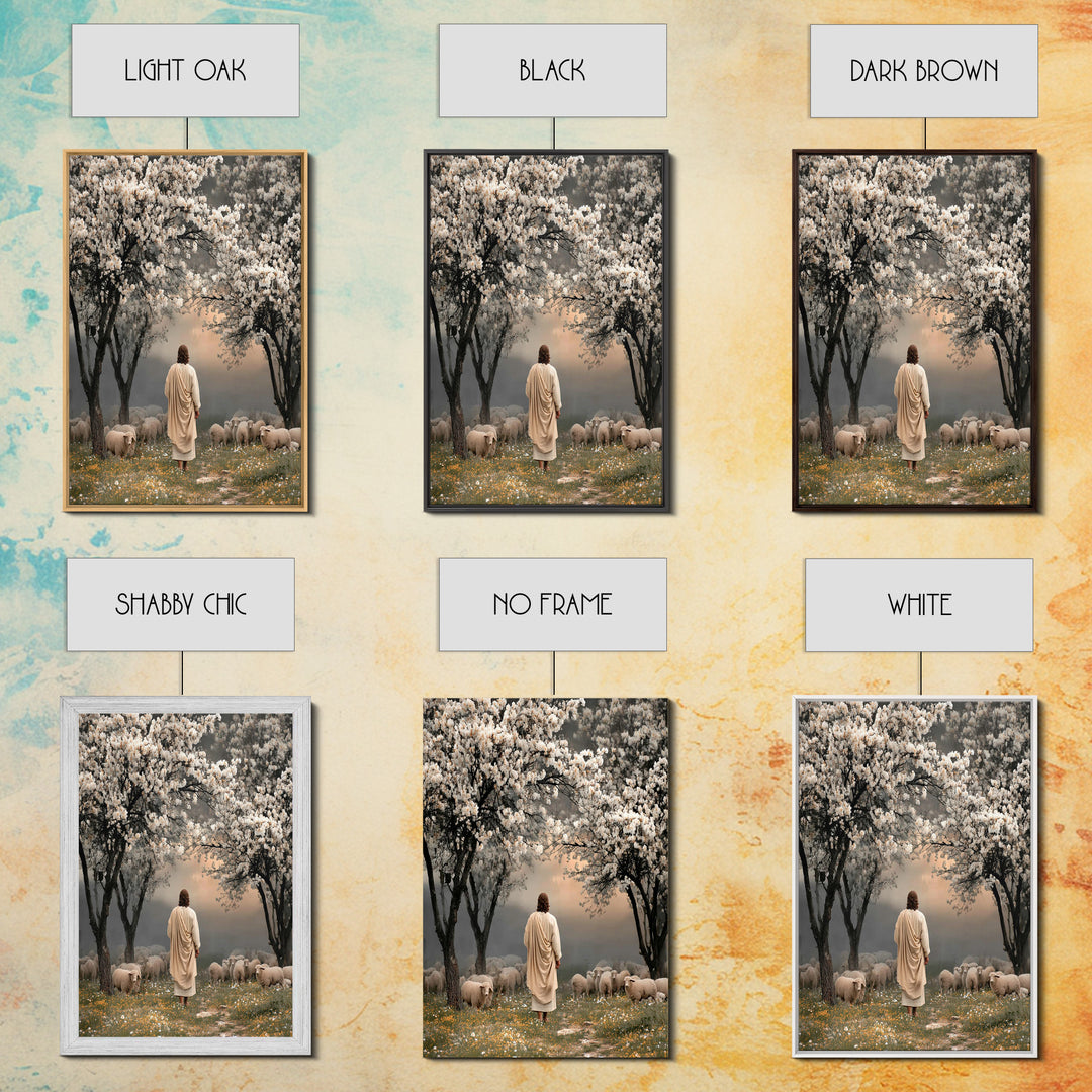Springtime Shepherd Calm, Framed Canvas Print, Christian Wall Art, Christian Art Canvas, Christian Art Gift, Jesus Painting, Christian Pain