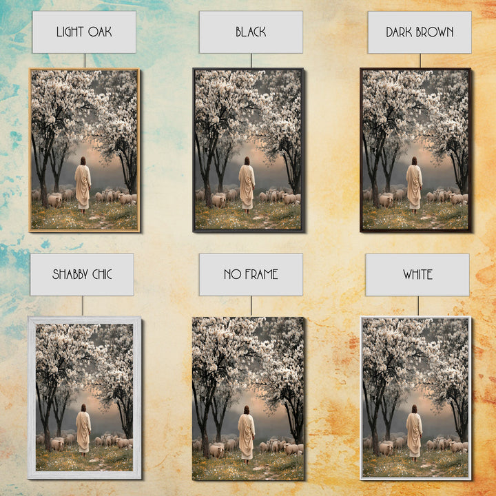 Springtime Shepherd Calm, Framed Canvas Print, Christian Wall Art, Christian Art Canvas, Christian Art Gift, Jesus Painting, Christian Pain