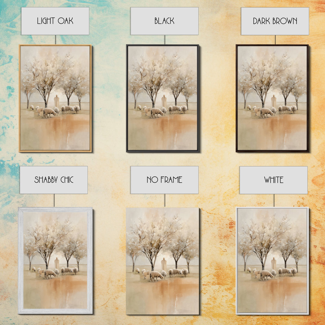 Quiet Pasture Peace, Framed Canvas Print, Christian Wall Art, Christian Art Canvas, Jesus Painting, Christian Christmas Art