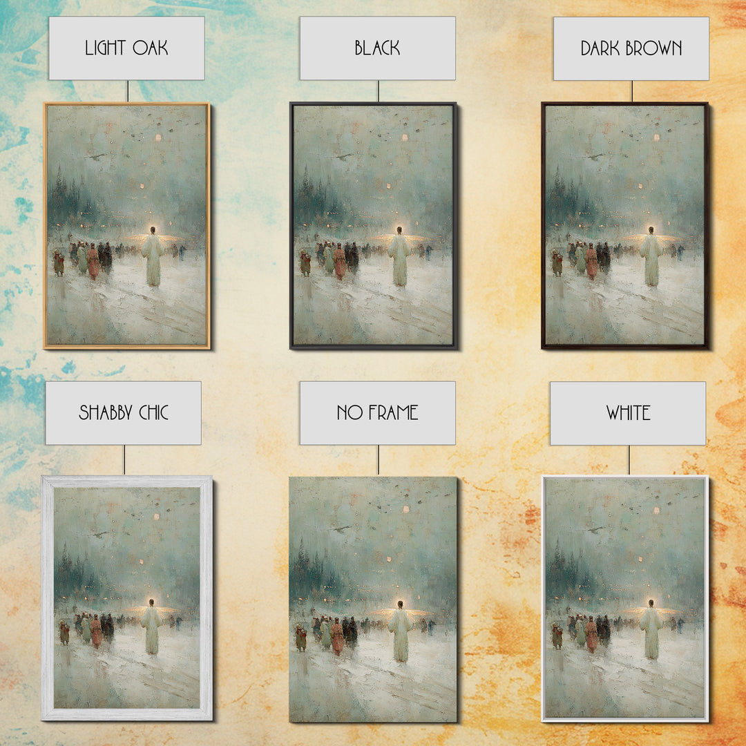 Silent Gathering Grace – Framed Canvas Print – Christian Christmas Art – Christian Wall Art – Moody Christmas Art – Christian Art Canvas –
