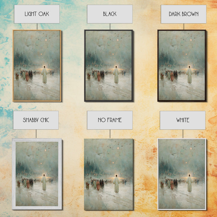 Silent Gathering Grace – Framed Canvas Print – Christian Christmas Art – Christian Wall Art – Moody Christmas Art – Christian Art Canvas –