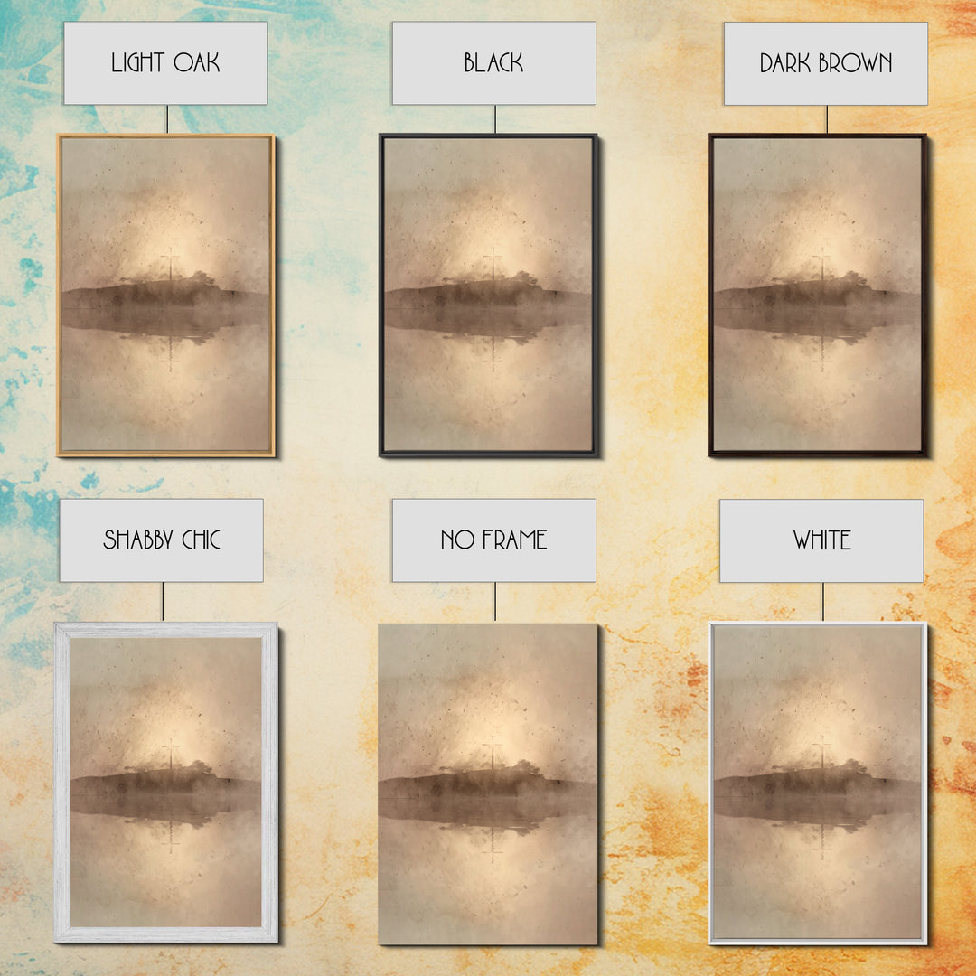 Eternal Crosslight – Framed Canvas Print – Christian Wall Art – Christian Art Canvas – Moody Christian Art – Vintage Christian Art – Christ