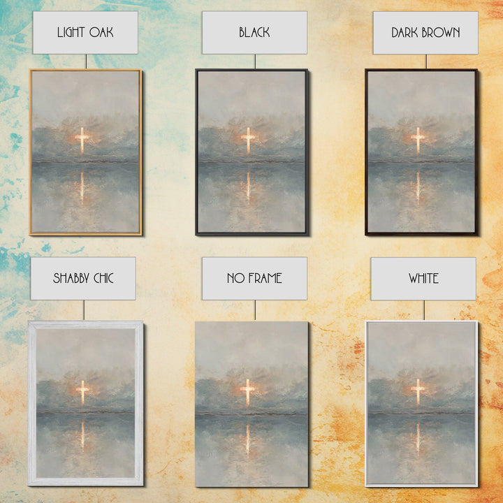 Radiant Cross Sky – Framed Canvas Print – Christian Wall Art – Christian Art Canvas – Minimalist Christian Art – Subtle Christian Art – Chr
