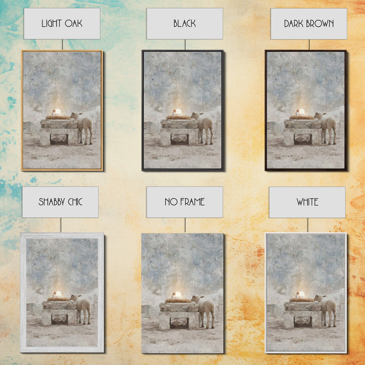 Sacred Manger Glow – Framed Canvas Print – Christian Wall Art – Christian Art Canvas – Christmas Art – Christian Christmas Art – Modern Chr