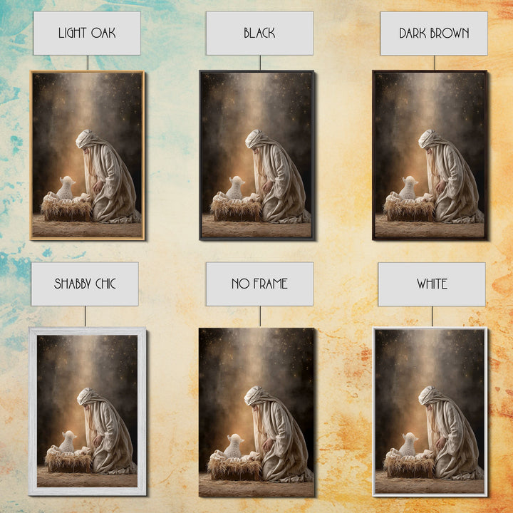 Silent Manger Light – Framed Canvas Print – Christian Wall Art – Jesus Christmas Art – Christian Art Canvas – Christmas Art Prints