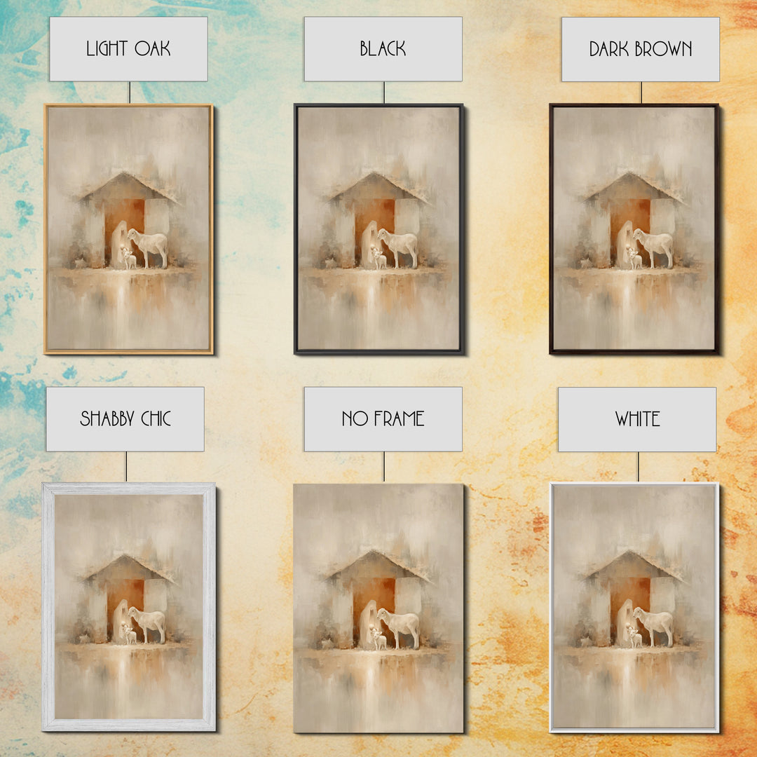 Humble Stable Grace | Framed Canvas Print | Christian Christmas Art | Christian Wall Art | Jesus Christmas Art | Christian Art Canvas