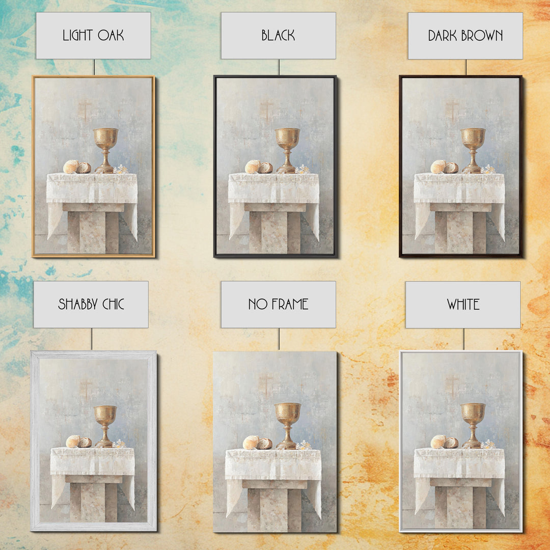 Sacred Communion Table, Framed Canvas Print, Christian Wall Art, Christian Art Painting, Christian Decor For Home, Christian Gift Ideas