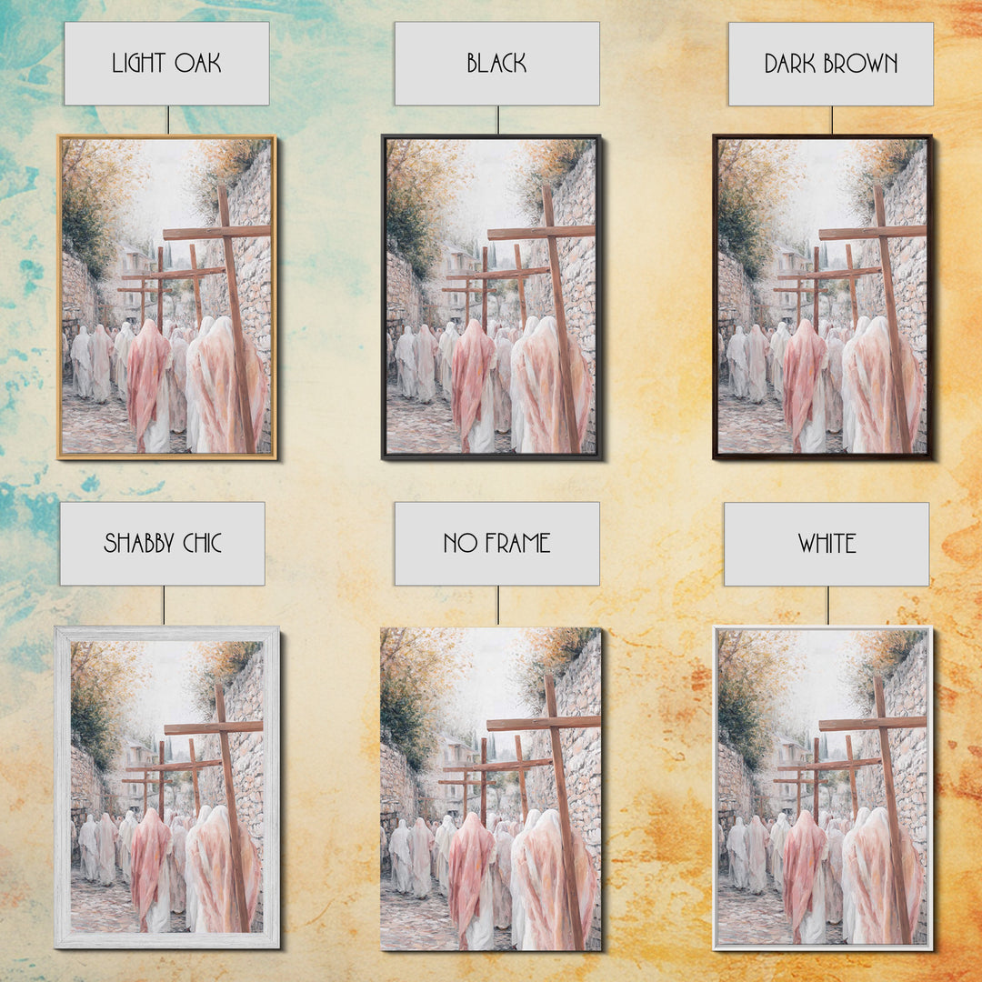 Pilgrims Of Calvary – Framed Canvas Print – Christian Painting – Christian Wall Art – Large Christian Art – Christian Decor – Christian Gif
