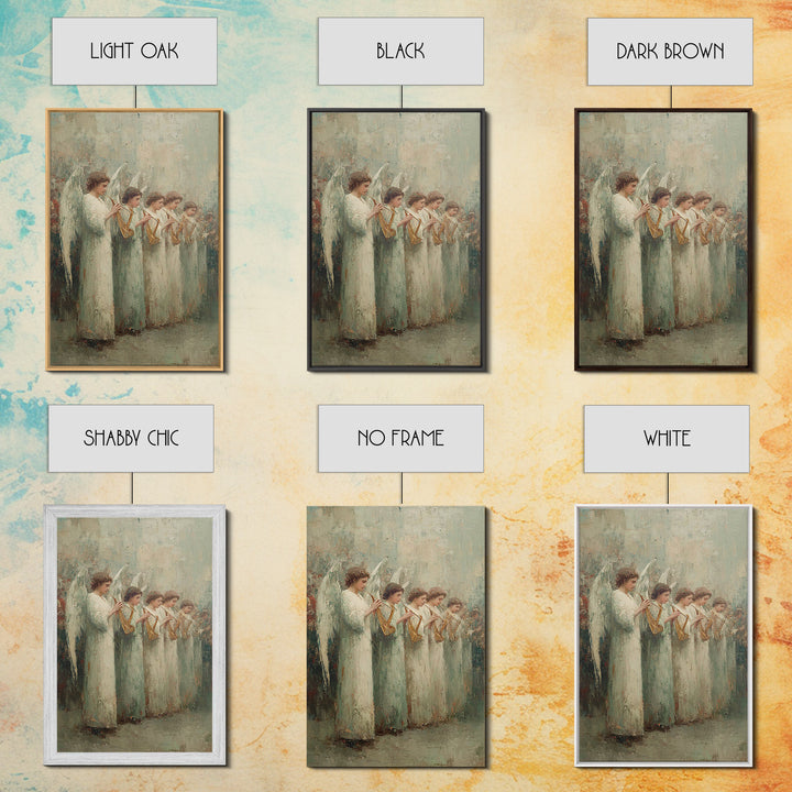 Angel Choir Light – Framed Canvas Print – Christian Art Canvas – Angel Art – Christian Painting – Christian Wall Art – Vintage Christian Ar