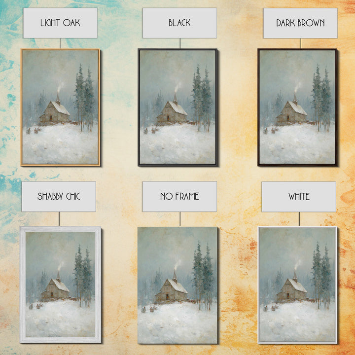 Snowfall Chapel | Framed Canvas Print | Christian Art Canvas | Christmas Art Work | Christian Christmas Art | Christian Wall Art | Christia