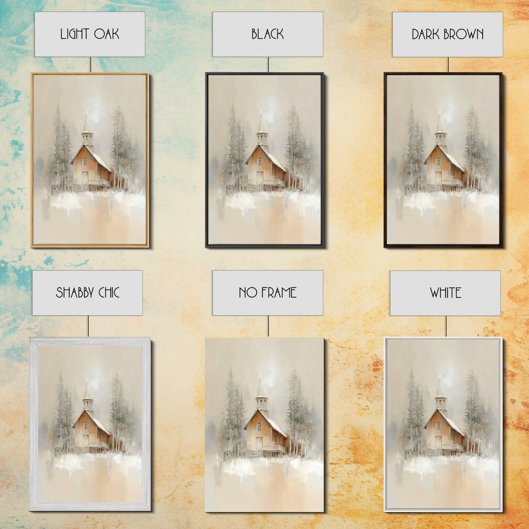 Church In Stillness - Framed Canvas Print - Christian Art Print - Christmas Canvas Wall Art - Christian Art Work - Christian Decor