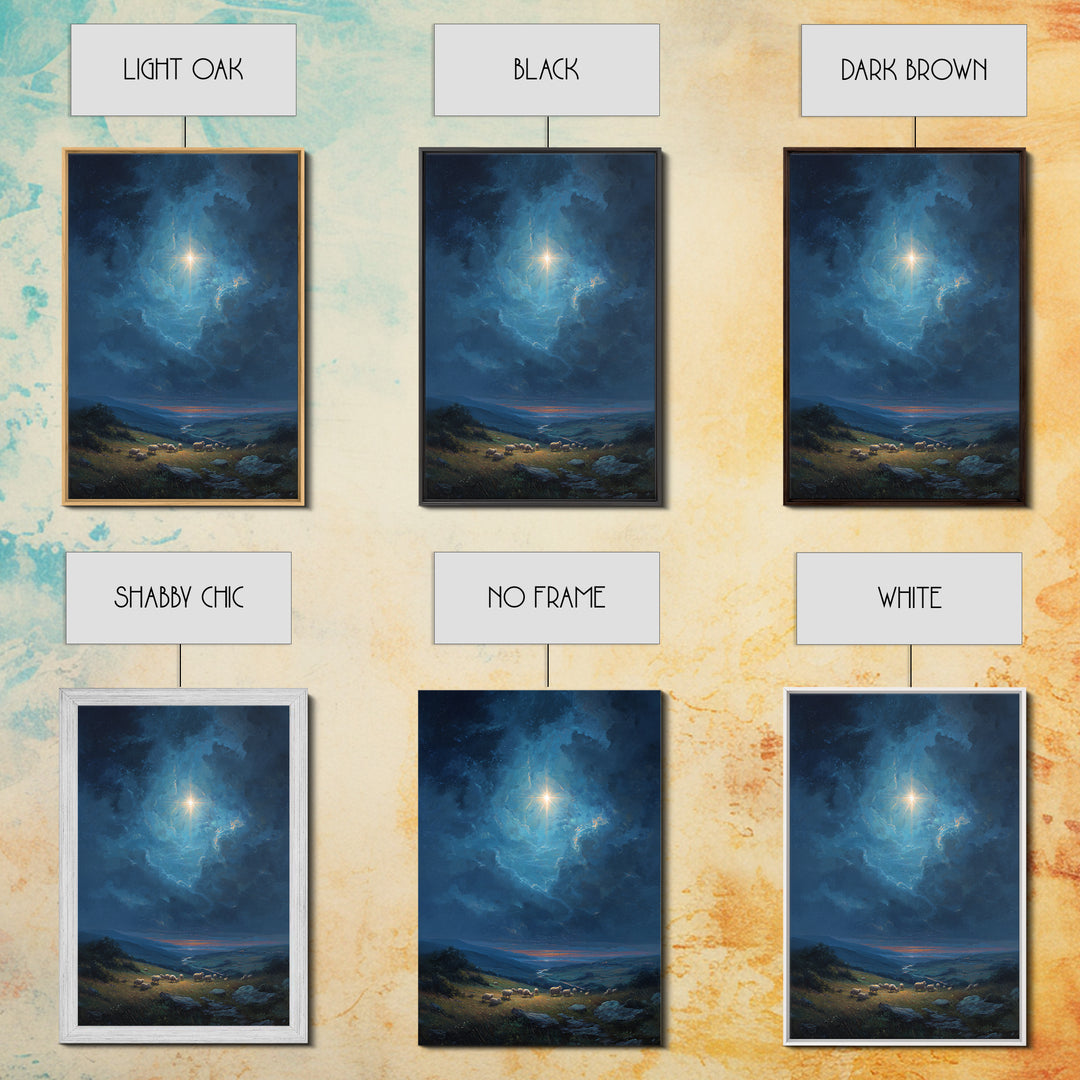Heavenly Star Rise, Framed Canvas Print, Christian Wall Art, Christmas Art, Christian Art Canvas, Christian Christmas Decor
