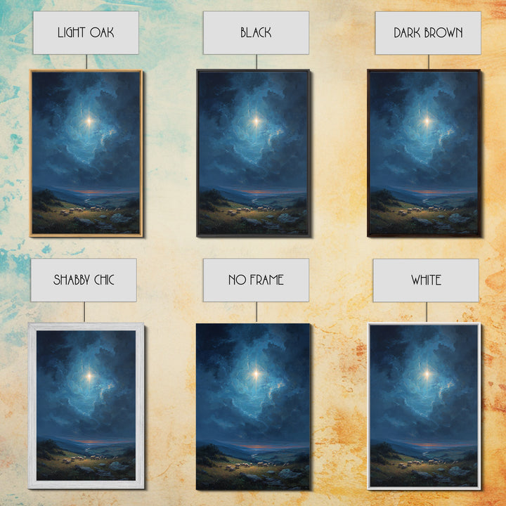 Heavenly Star Rise, Framed Canvas Print, Christian Wall Art, Christmas Art, Christian Art Canvas, Christian Christmas Decor