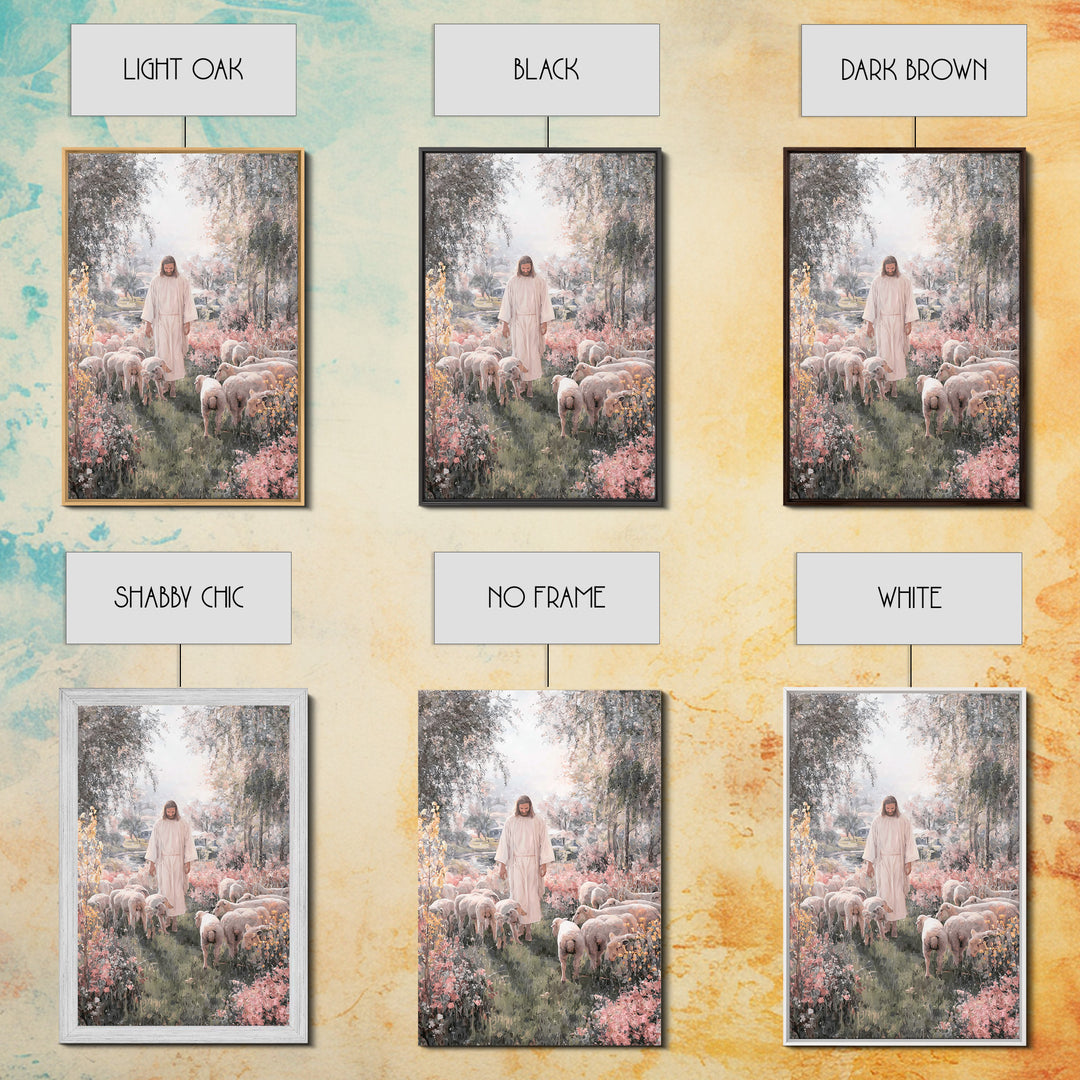 Shepherd In Bloom – Framed Canvas Print – Jesus Painting – Christian Art Canvas – Christian Wall Art – Christian Christmas Art – Christian