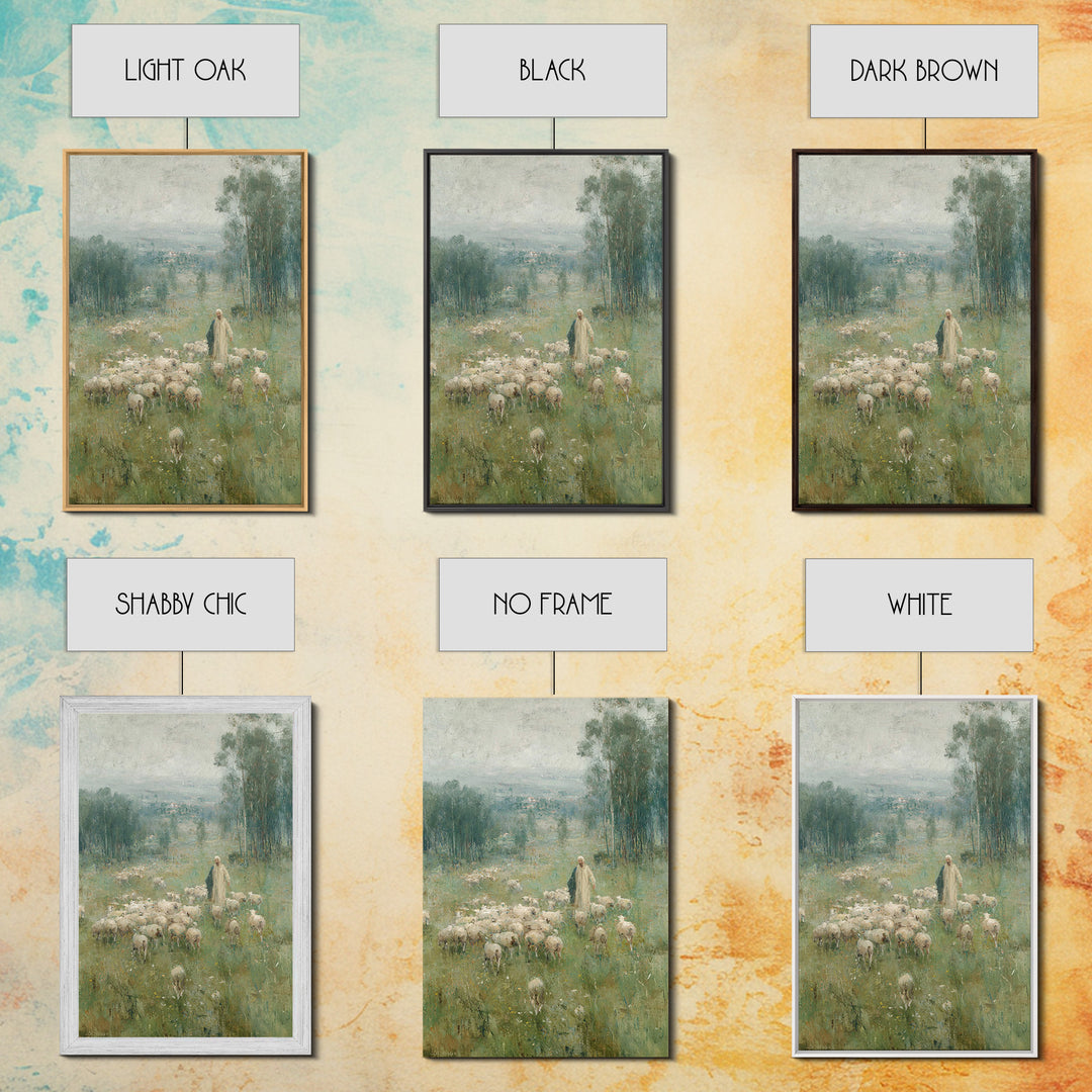 Pasture Of Hope – Framed Canvas Print – Christian Wall Art – Vintage Christian Art – Christian Art Canvas – Jesus Painting – Subtle Christi