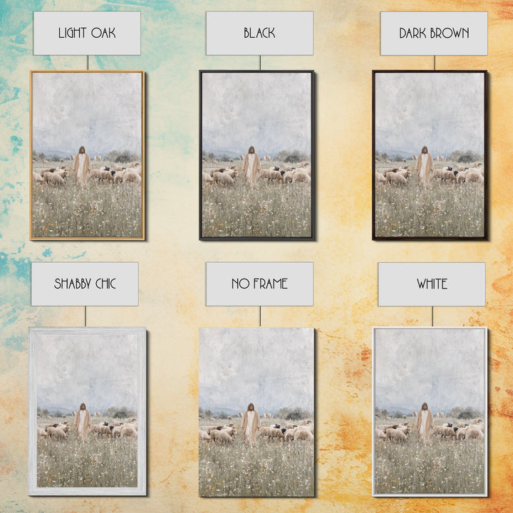 Meadow Of Peace – Framed Canvas Print – Jesus Painting – Christian Art Canvas – Christian Wall Art – Christian Decoration – Subtle Christia