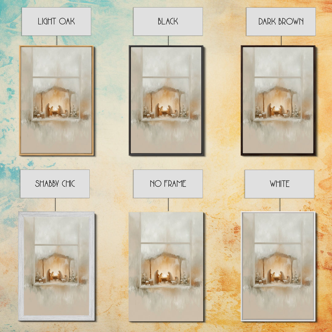 Nativity Glow – Framed Canvas Print – Christian Wall Art – Christian Art Canvas – Jesus Christmas Art – Modern Christian Art