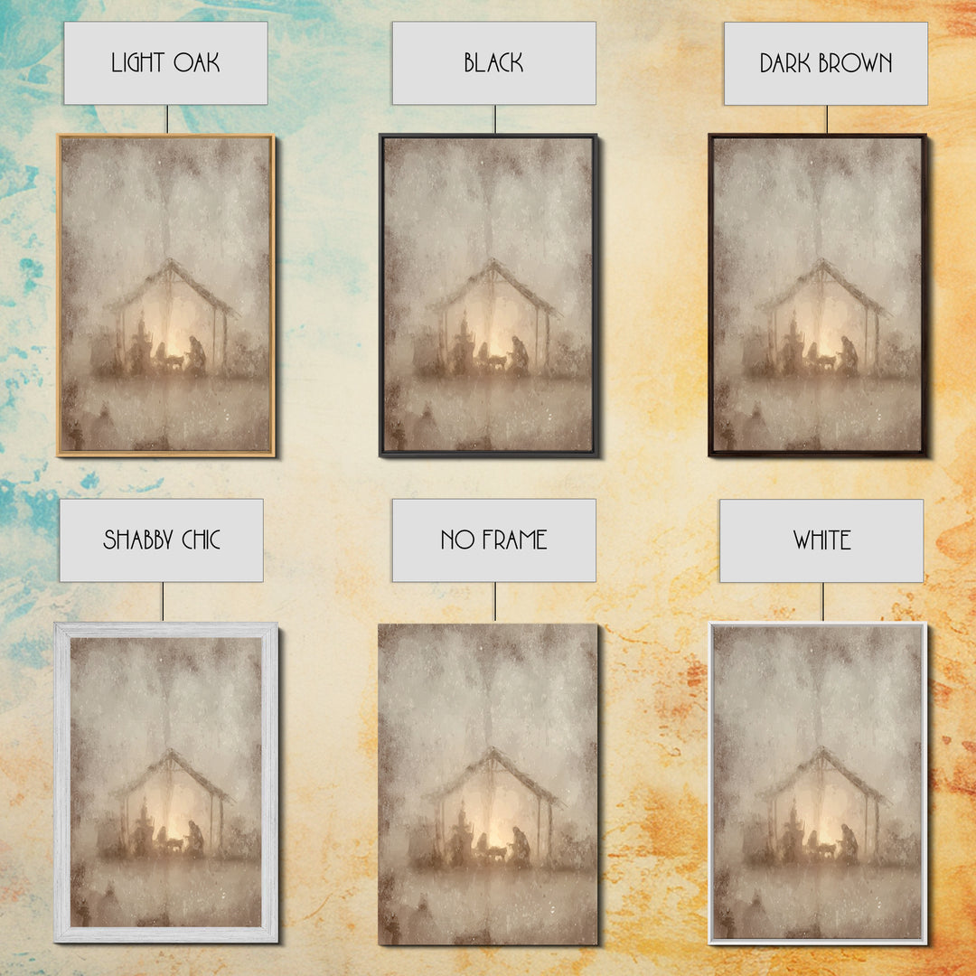 Silent Manger – Framed Canvas Print – Christian Wall Art – Christmas Art Prints – Christian Art Canvas – Moody Christmas Art
