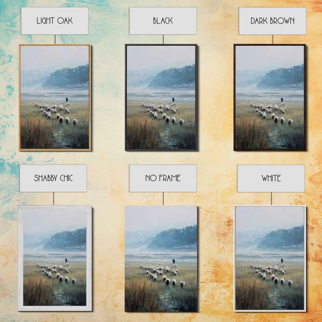 Quiet Shepherd – Framed Canvas Print – Christian Wall Art – Christian Art Canvas – Christian Painting – Christian Art – Pastoral Scenery