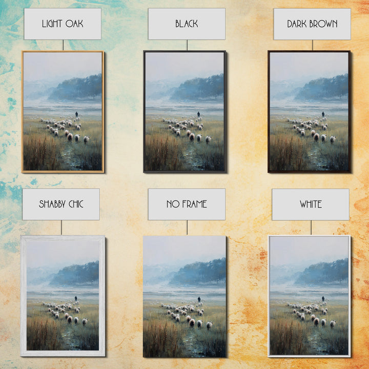 Quiet Shepherd – Framed Canvas Print – Christian Wall Art – Christian Art Canvas – Christian Painting – Christian Art – Pastoral Scenery