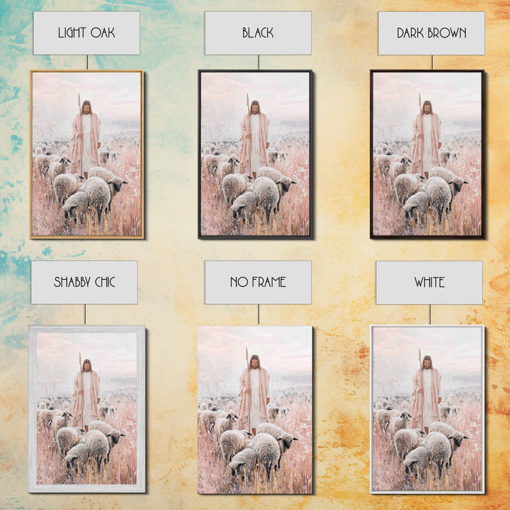 Gentle Shepherd | Framed Canvas Print | Christian Wall Art | Jesus Painting | Christian Art Canvas | Subtle Christian Art | Christian Gift