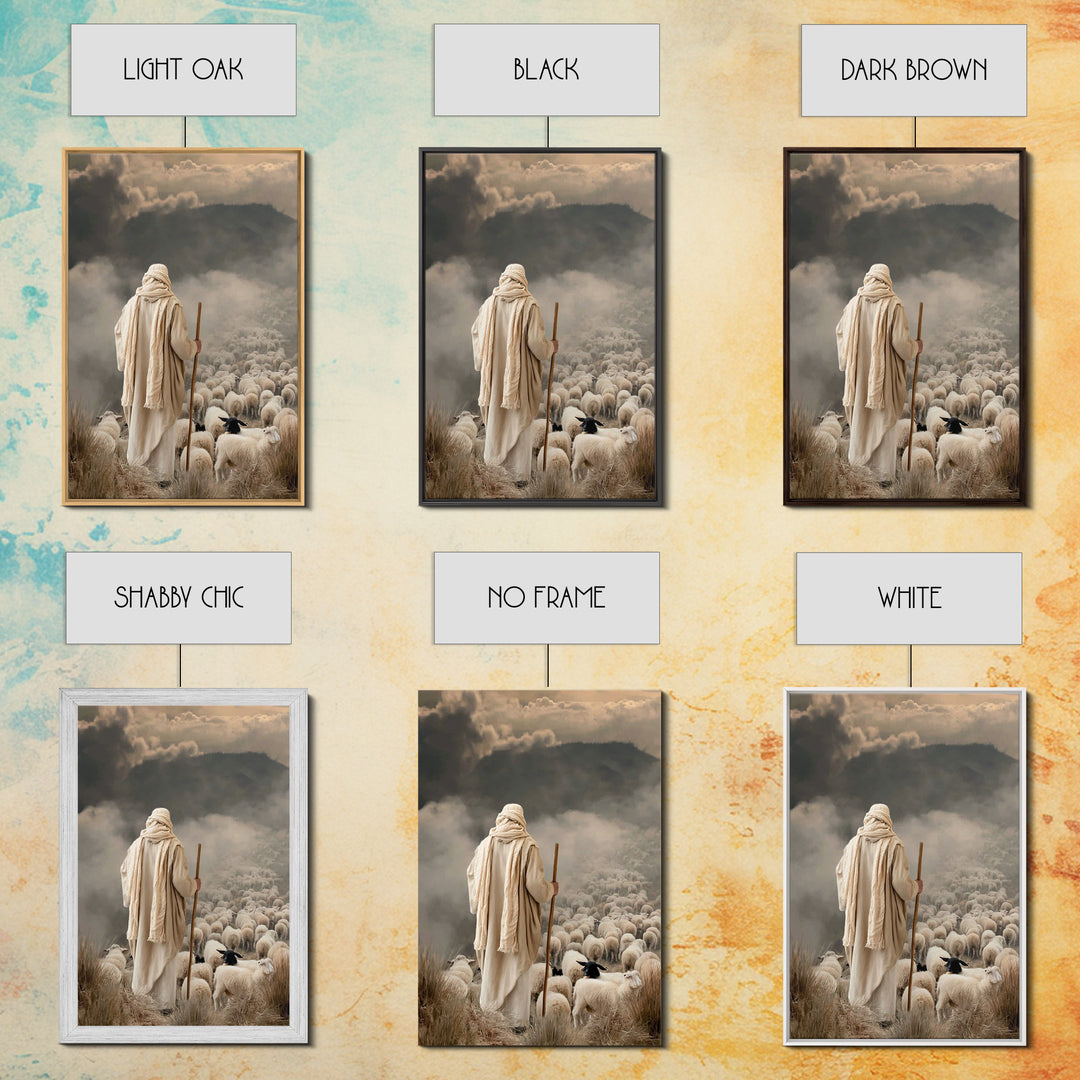 Shepherd’s Watch | Framed Canvas Print | Christian Art Canvas | Christian Wall Art | Jesus Painting | Moody Christian Art | Christian Decor