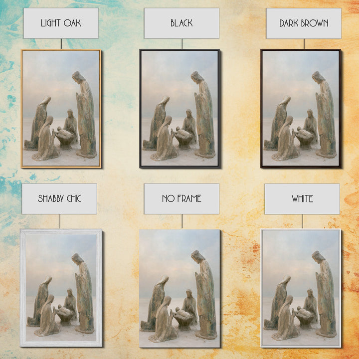 Humble Birth Scene – Framed Canvas Print – Jesus Painting – Christian Art – Christian Art Canvas – Christian Christmas Art – Christian Wall