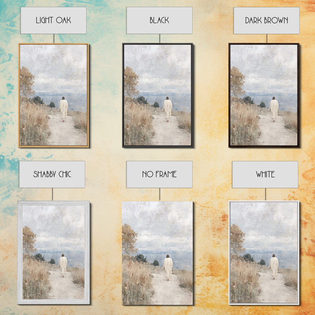 Quiet Meadow Journey – Framed Canvas Print – Christian Wall Art – Christian Art Work – Jesus Canvas Art – Minimalist Christian Art – Christ
