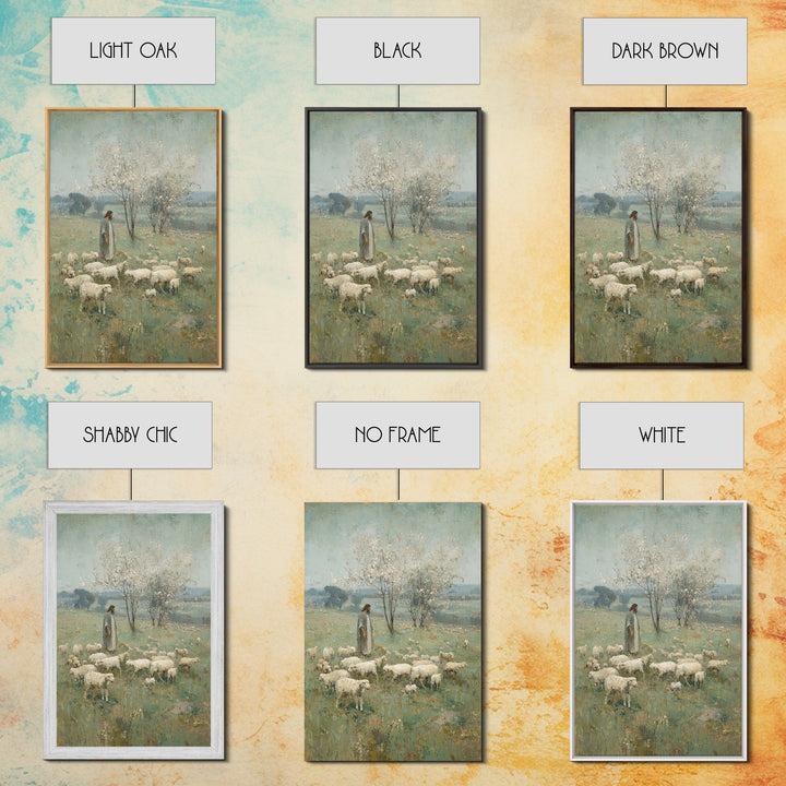 Pasture Of Peace | Framed Canvas Print | Christian Art Canvas | Jesus Painting | Christian Wall Art | Vintage Christian Art