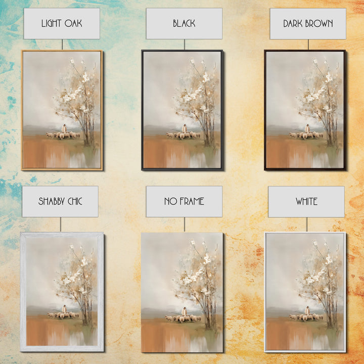 Shepherd’s Calm – Framed Canvas Print – Christian Art Canvas – Jesus Painting – Christian Wall Art – Modern Christian Art