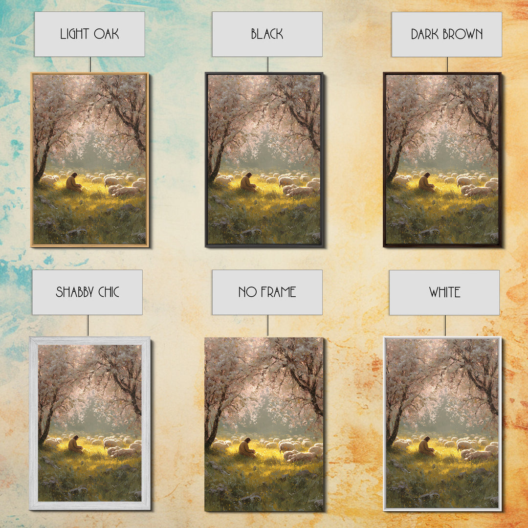 Golden Meadow Light | Framed Canvas Print | Christian Wall Art | Christian Art Canvas | Jesus Painting | Christian Home Decor
