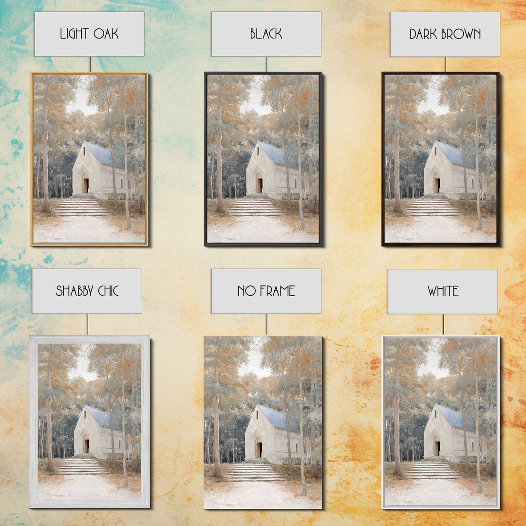 Autumn Chapel Path – Framed Canvas Print – Christian Wall Art – Christian Christmas Art – Modern Christian Art – Christian Art Canvas – Chr