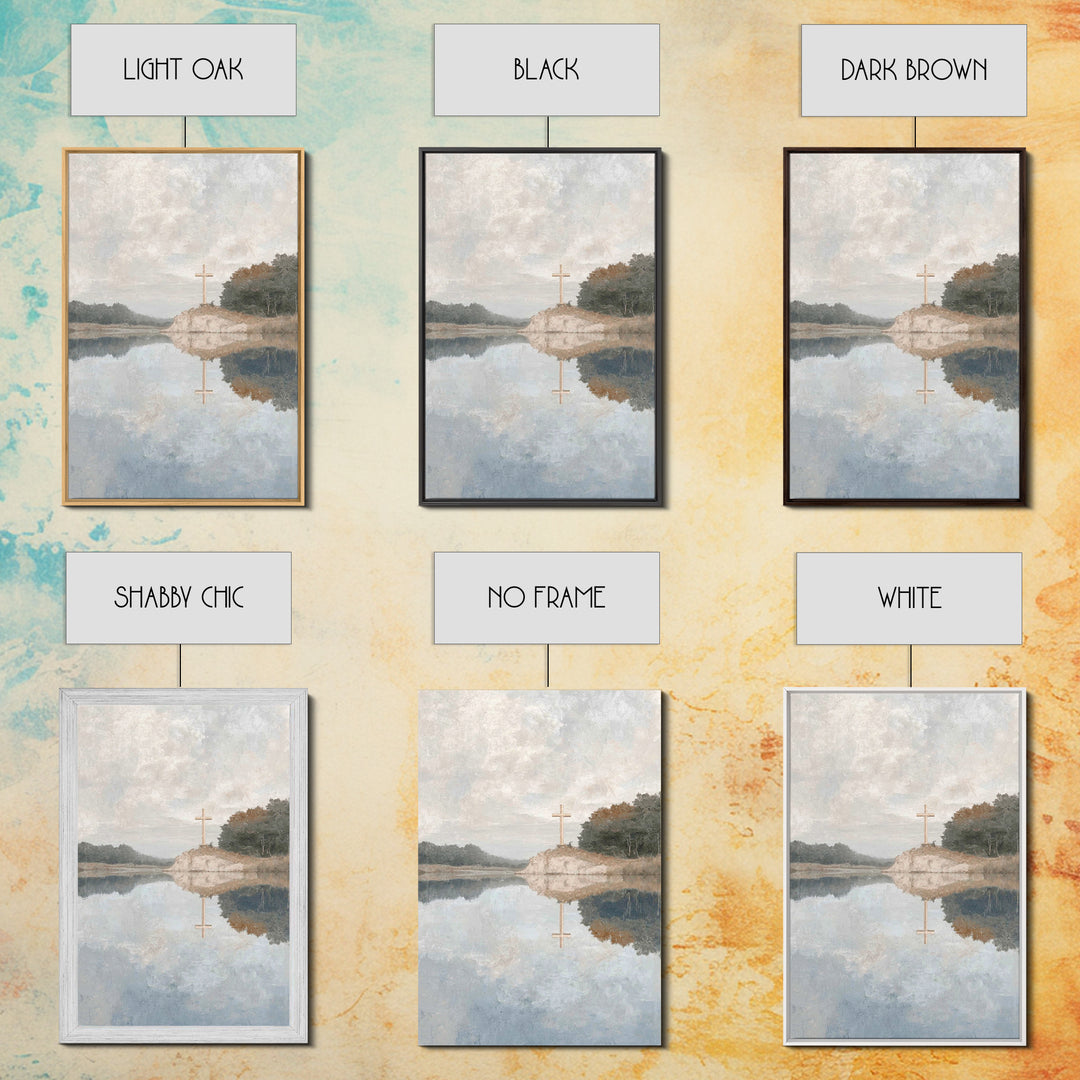 Still Waters Cross – Framed Canvas Print – Christian Wall Art – Christian Art Canvas – Subtle Christian Art – Christian Gift Ideas – Christ