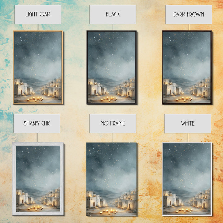 Starry Bethlehem Sky – Framed Canvas Print – Christmas Wall Art – Christian Art Canvas – Framed Christmas Art – Christian Christmas Art – C