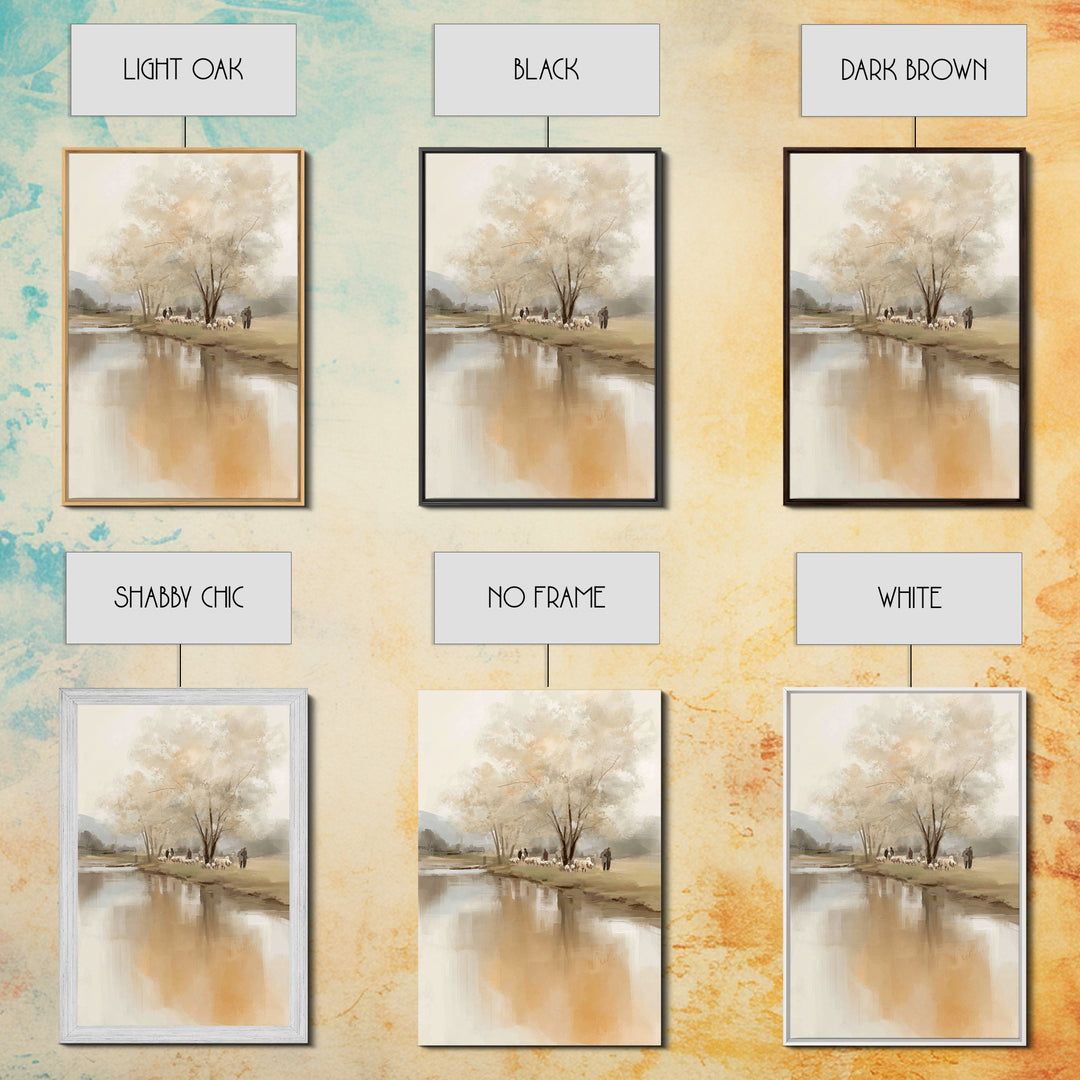 Quiet Pasture Daybreak | Framed Canvas Print | Christian Art Canvas | Christian Wall Art | Subtle Christian Art | Christian Decor For Home
