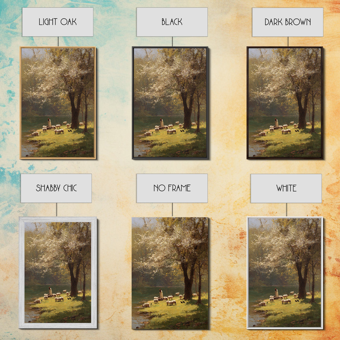 Spring Meadow Grace – Framed Canvas Print – Christian Wall Art – Christian Art Canvas – Pastoral Scenery – Christian Painting – Unique Chri