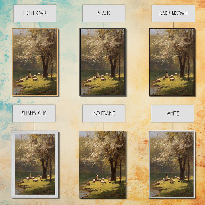 Spring Meadow Grace – Framed Canvas Print – Christian Wall Art – Christian Art Canvas – Pastoral Scenery – Christian Painting – Unique Chri