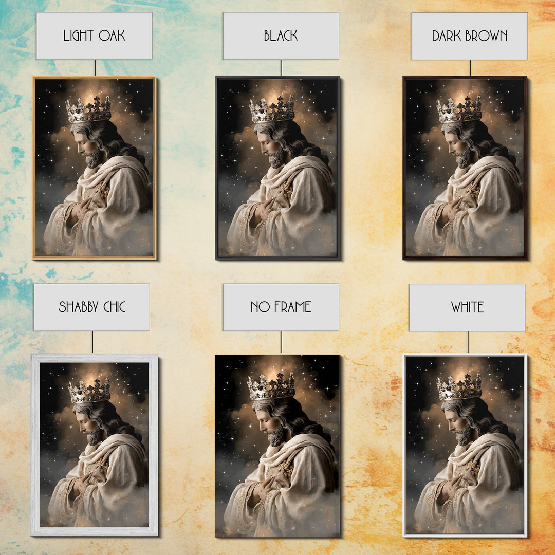 Celestial Shepherd King - Framed Canvas Print - Christian Wall Art - Jesus Painting - Christian Art Canvas - Christian Decor - Christmas Ar