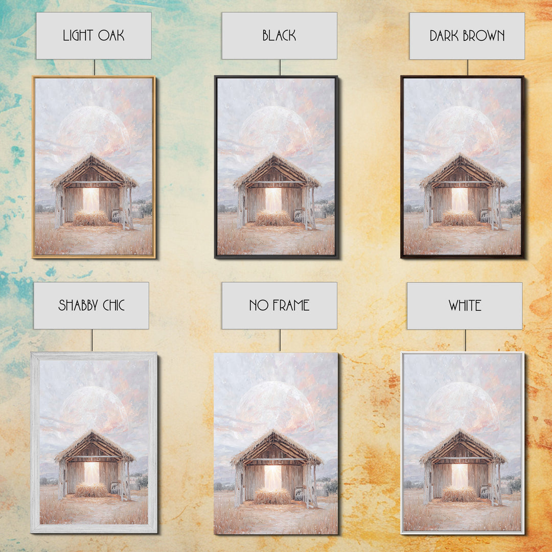 Holy Manger Light – Framed Canvas Print – Christmas Art – Christian Wall Art – Christian Art Canvas – Christian Christmas Decor – Christian