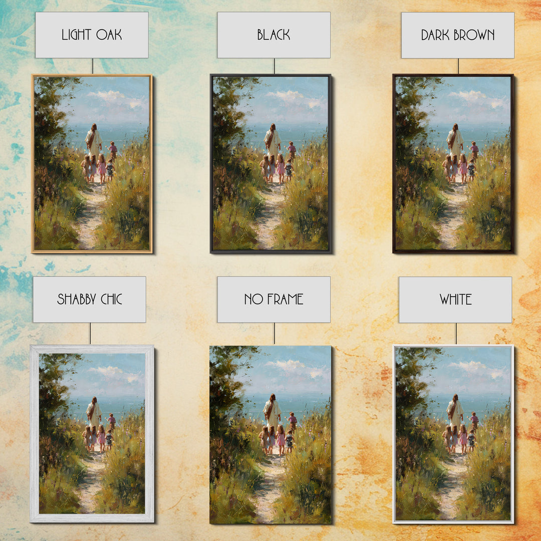 Quiet Meadow Walk – Framed Canvas Print – Christian Art Canvas – Jesus Painting – Christian Wall Art – Christian Christmas Art – Christian