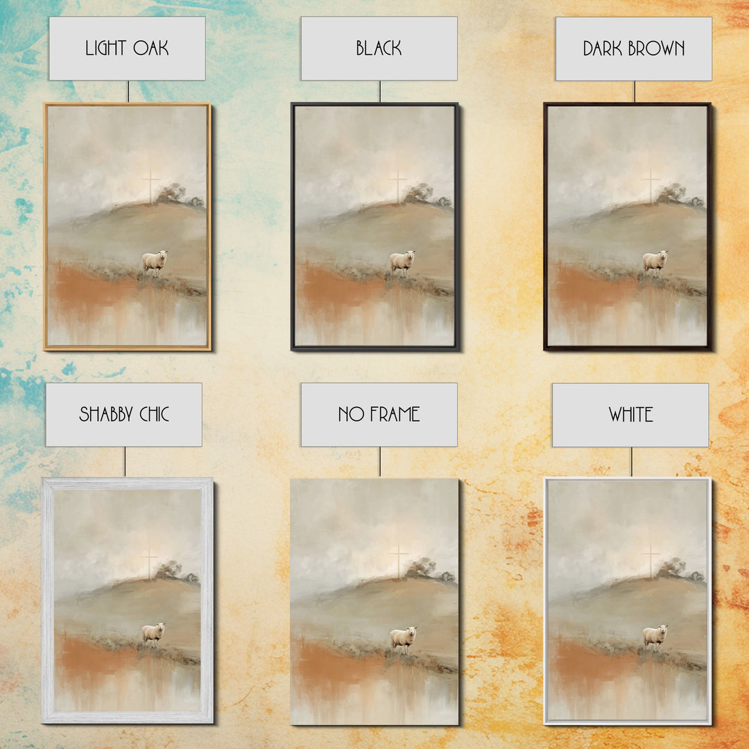 Crosslight Meadow | Framed Canvas Print | Christian Art | Christian Wall Art | Modern Christian Art | Christian Christmas Art | Jesus Paint