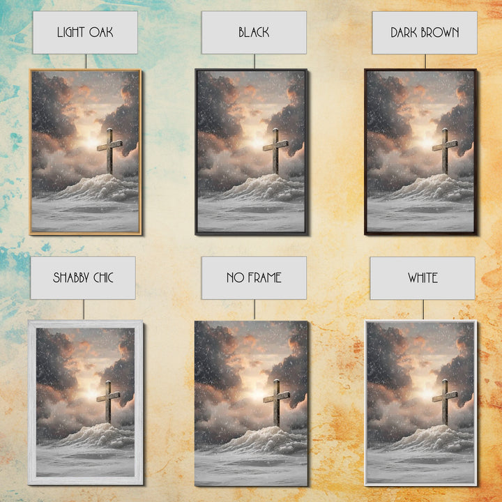 Winter Cross Hope – Framed Canvas Print – Christian Wall Art – Christian Art Canvas – Moody Christmas Art – Christian Decor – Christmas Art