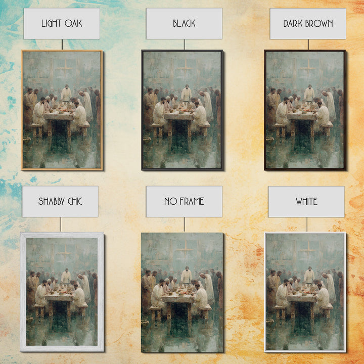 Table Of Fellowship – Framed Canvas Print – Christian Paintings – Jesus Art Print – Christian Wall Art – Large Christian Painting – Unique