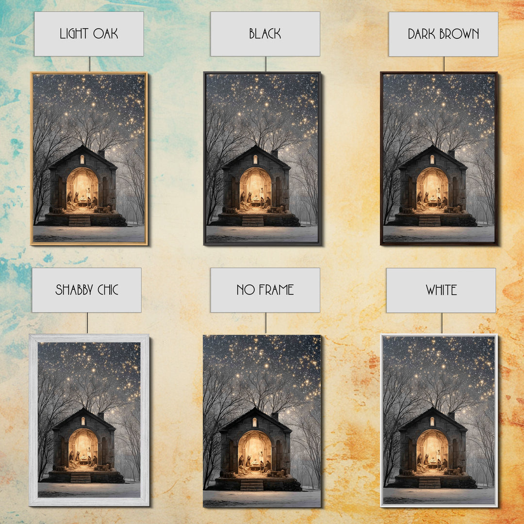 Starborn Nativity – Framed Canvas Print – Christian Christmas Art – Christmas Wall Art – Christmas Art Prints – Christian Art Canvas – Fram