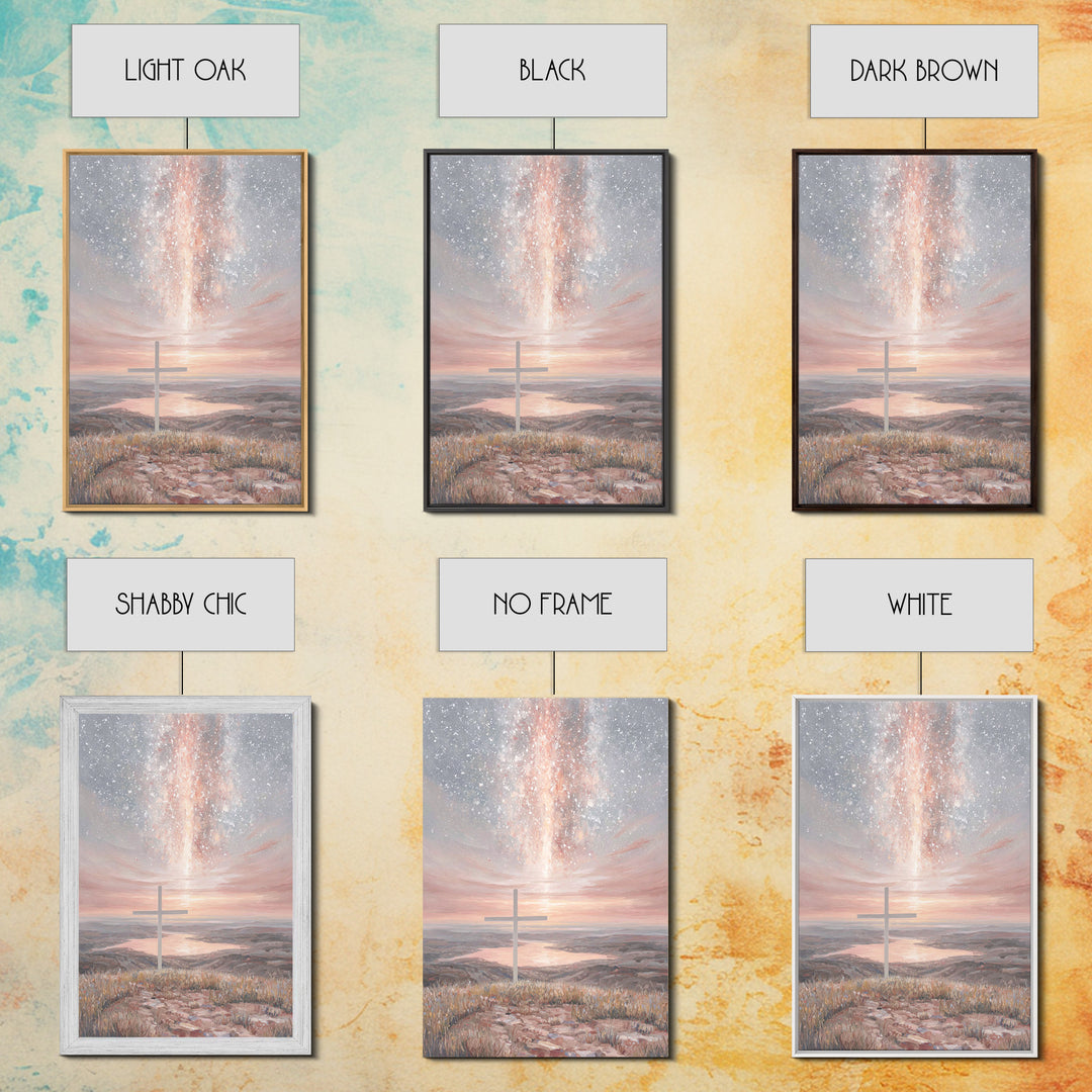 Heavenly Cross Glow - Framed Canvas Print - Christian Wall Art - Christian Art Canvas - Jesus Painting - Christian Christmas Art