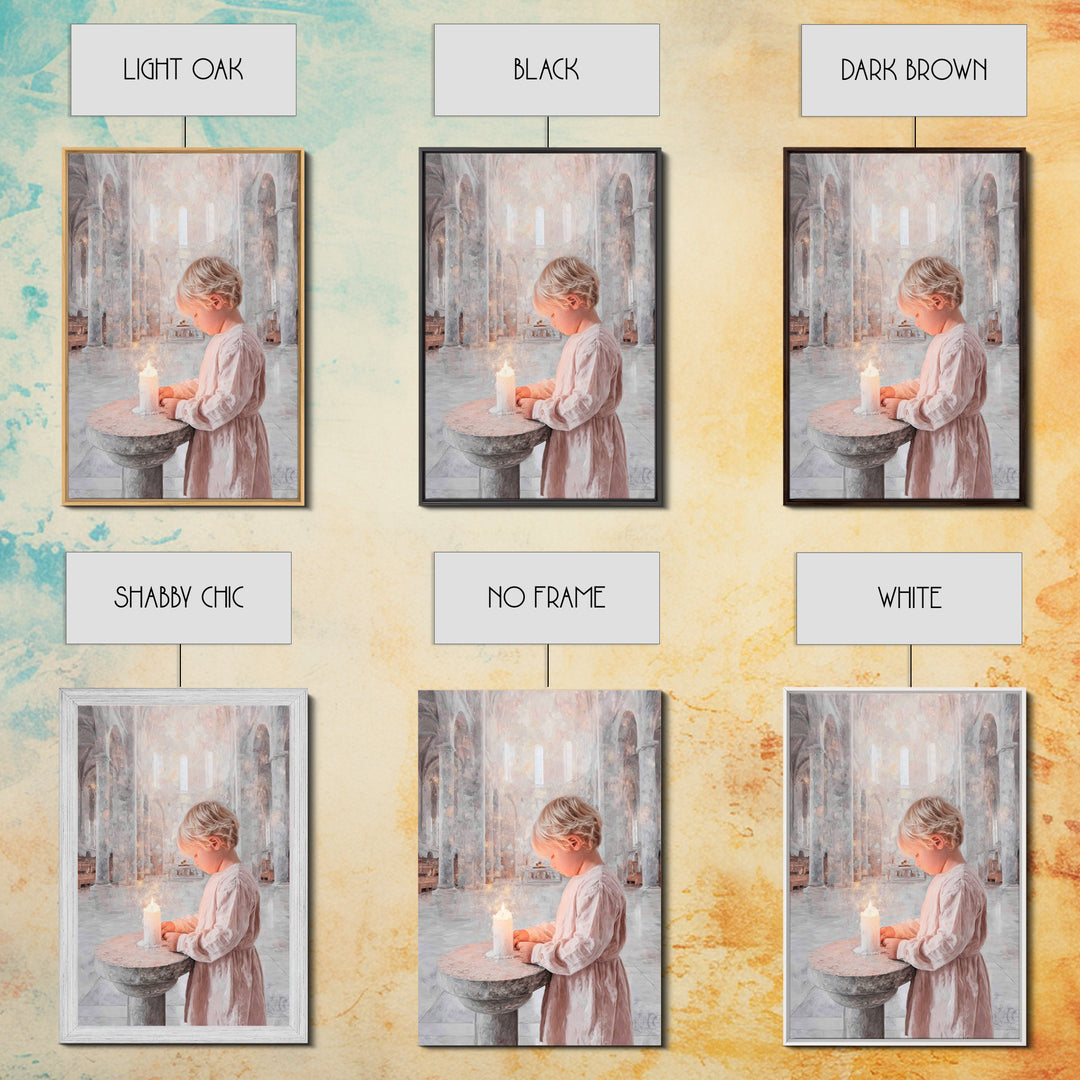 Quiet Candle Prayer – Framed Canvas Print – Christian Christmas Art – Christian Art Print – Christian Wall Art – Subtle Christian Art – Chr