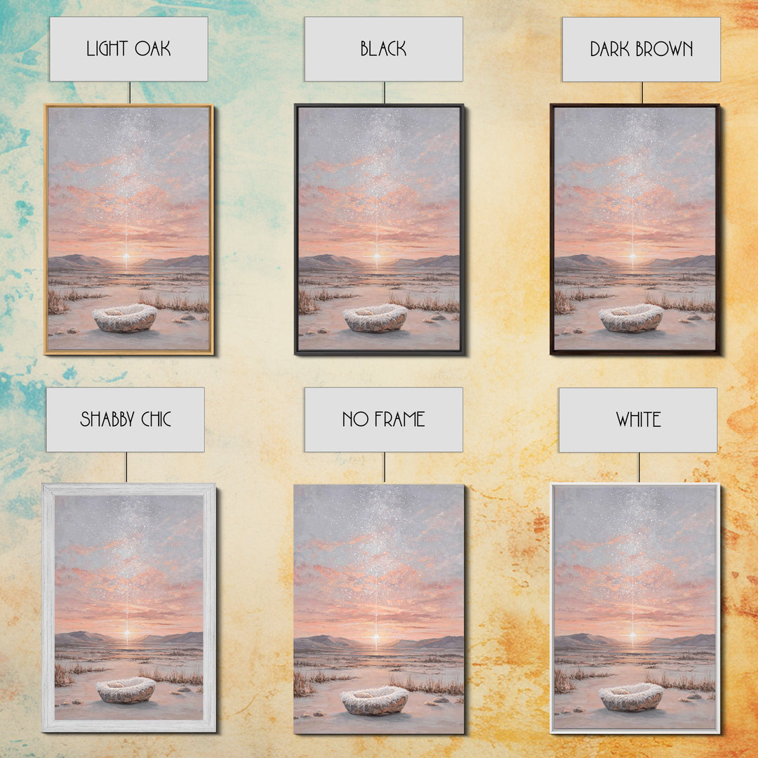Starry Dawn Birth – Framed Canvas Print – Christian Christmas Art – Christian Art Canvas – Christian Wall Art – Jesus Christmas Art – Chris
